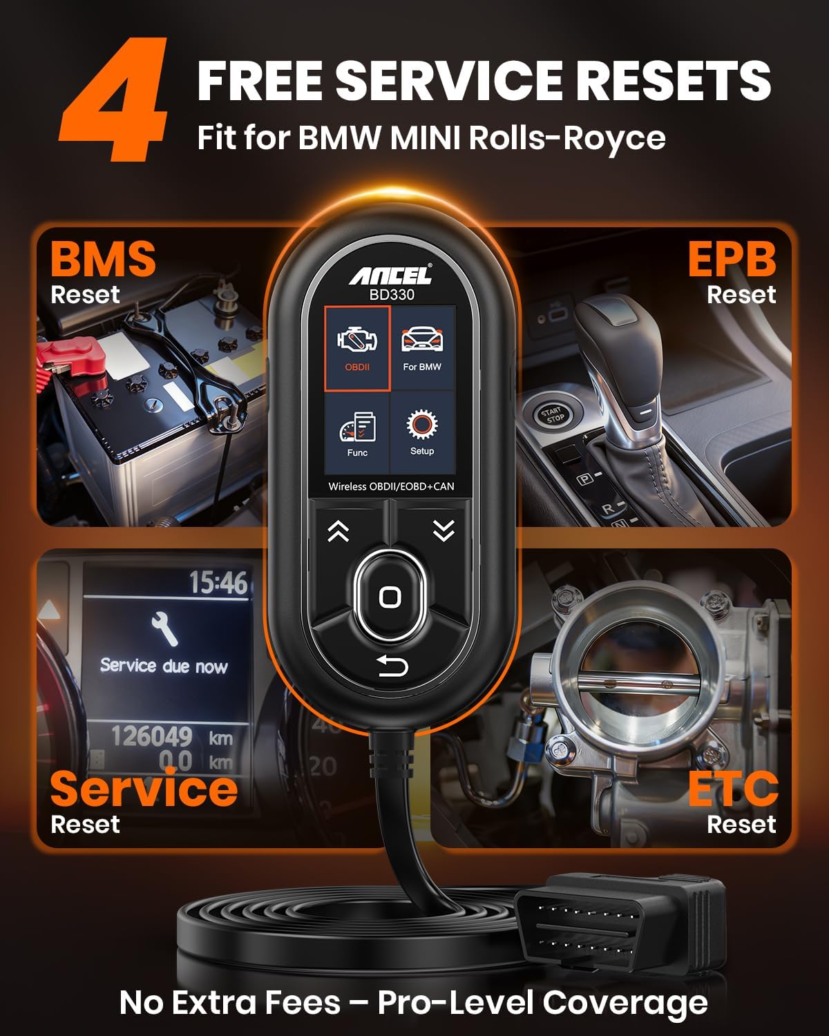 (BD310 amélioré) ANCEL BD330 Conçu pour le lecteur OBD2 BMW – Outil d'enregistrement de batterie, lecteur des codes pour BMW/Mini/RR
