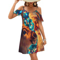 Robe de Noël Santa Deer pour femme, épaules dénudées, manches à volants, style décontracté, mini-robe d'été