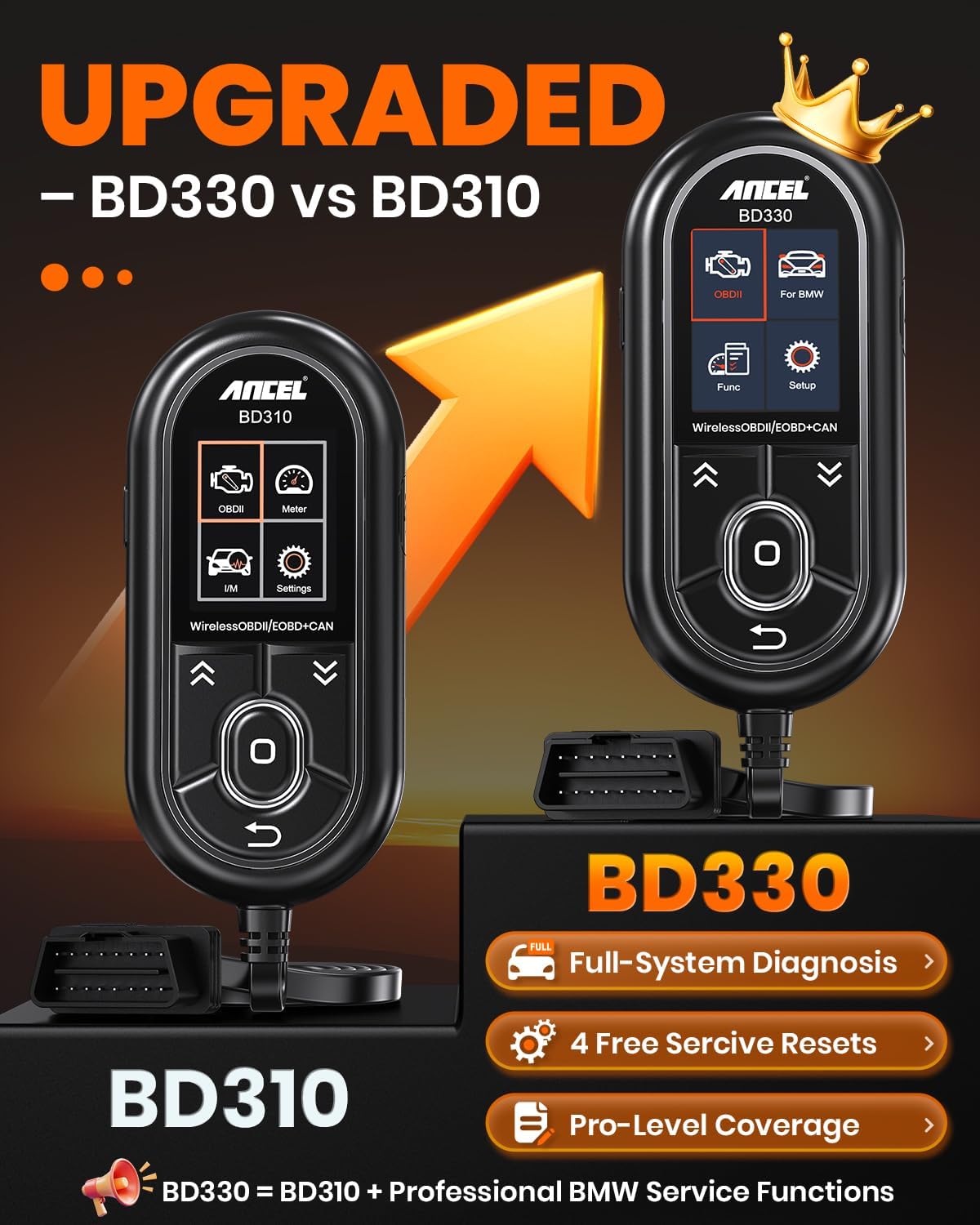 (BD310 amélioré) ANCEL BD330 Conçu pour le lecteur OBD2 BMW – Outil d'enregistrement de batterie, lecteur des codes pour BMW/Mini/RR